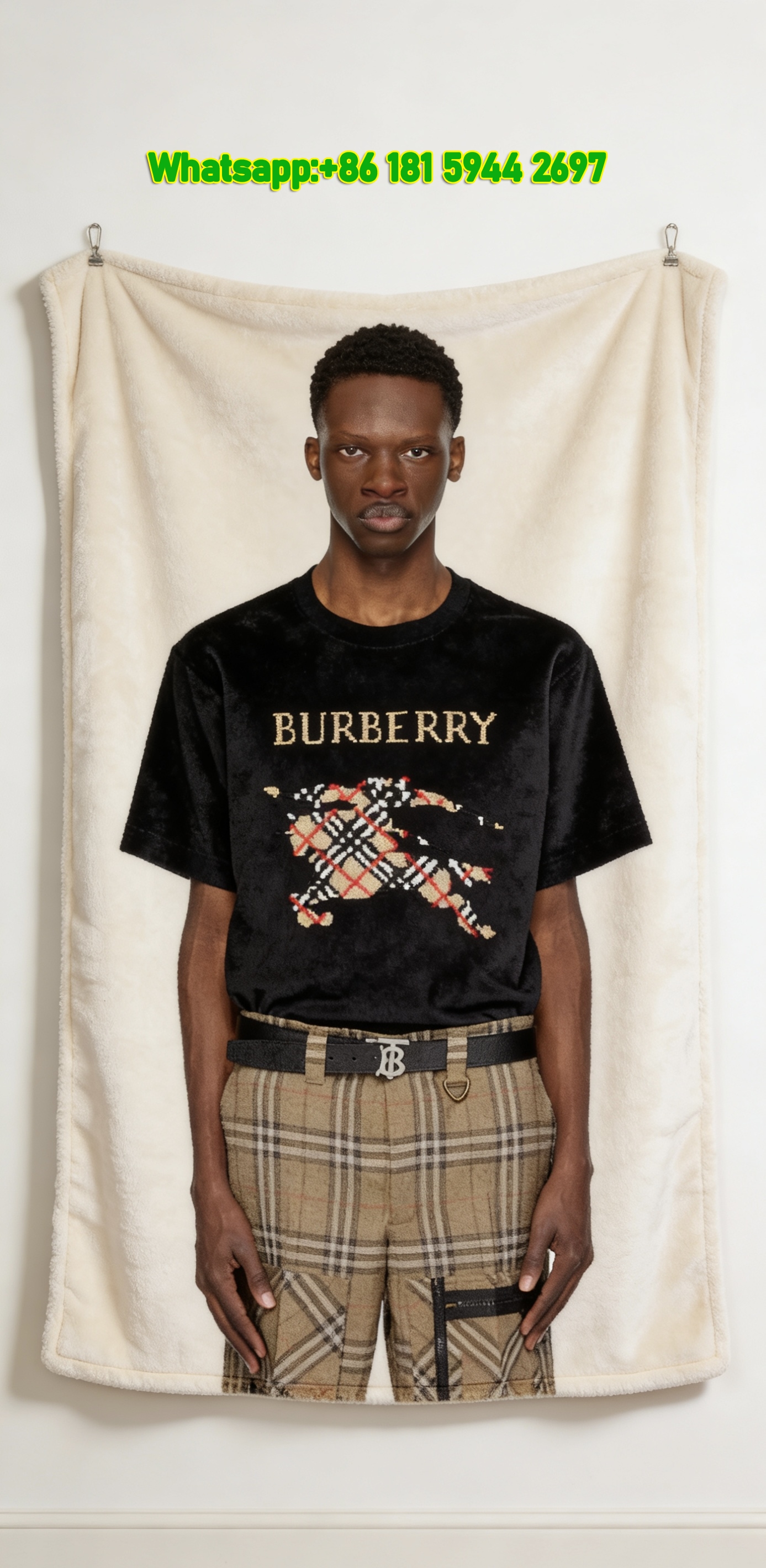 Burberry Equestrian Knight Flannel Sofa Throw Blanket B138